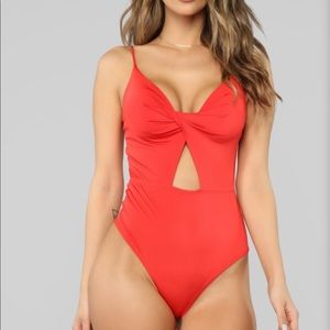 Red Twist Cutout Bodysuit